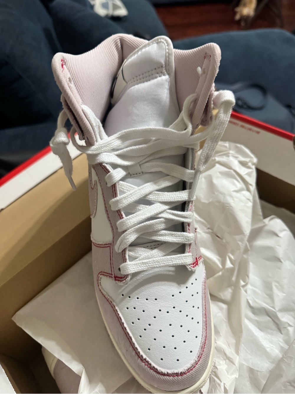 Nike Women's High-Top Sneakers in White and Light Pink